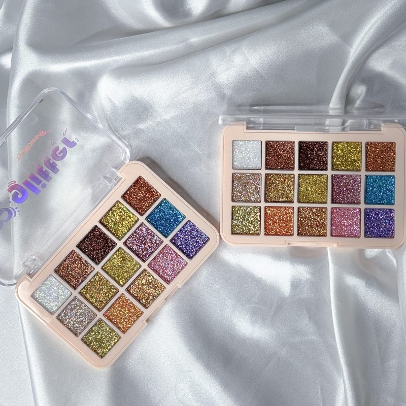 پالت سایه اکلیلی ۱۵ رنگ Sunflower مدل I Love The Glitter بسته 12 عددی - Image 2