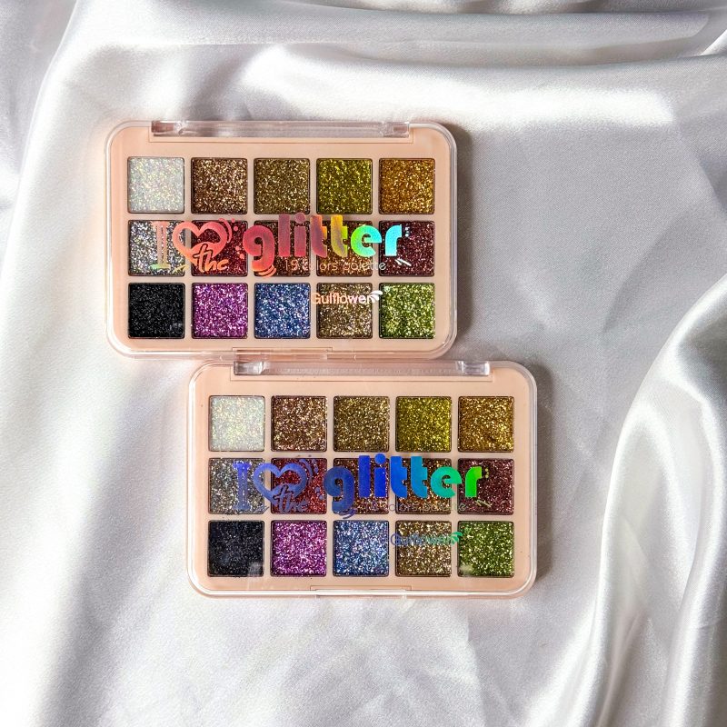 پالت سایه اکلیلی ۱۵ رنگ Sunflower مدل I Love The Glitter بسته 12 عددی - Image 3