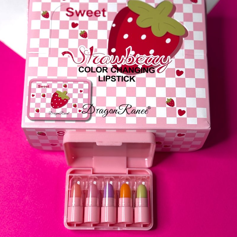 بالم پک5 تایی حرارتی دراگون DragonRanee Strawberry Color-Changing Lipstickبسته 12 پک 5 تایی - Image 1