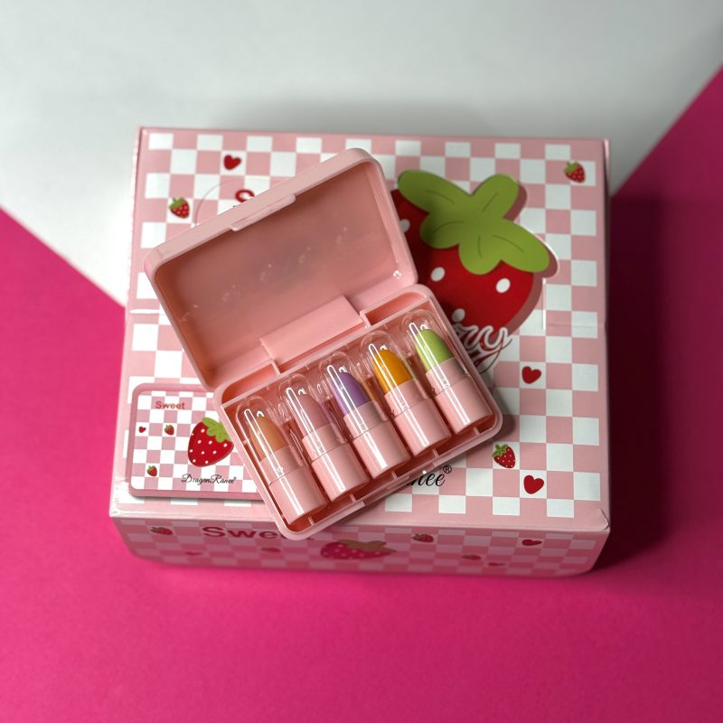 بالم پک5 تایی حرارتی دراگون DragonRanee Strawberry Color-Changing Lipstickبسته 12 پک 5 تایی - Image 2